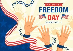 National Freedom Day Vector Illustration on 1 February with USA Flag and Hands in Handcuffs to Honoring all Who Served in Flat Background