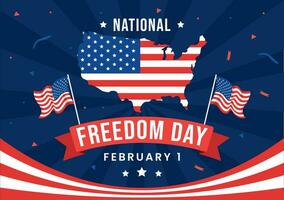 National Freedom Day Vector Illustration on 1 February with USA Flag and Hands in Handcuffs to Honoring all Who Served in Flat Background