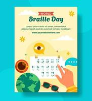 Braille Day Vertical Poster Flat Cartoon Hand Drawn Templates Background Illustration vector