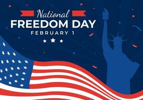 National Freedom Day Vector Illustration on 1 February with USA Flag and Hands in Handcuffs to Honoring all Who Served in Flat Background