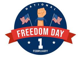 National Freedom Day Vector Illustration on 1 February with USA Flag and Hands in Handcuffs to Honoring all Who Served in Flat Background