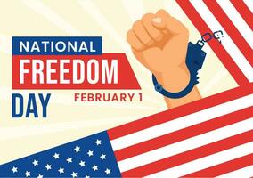 National Freedom Day Vector Illustration on 1 February with USA Flag and Hands in Handcuffs to Honoring all Who Served in Flat Background