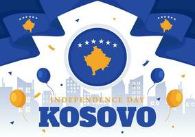 Kosovo independencia día vector ilustración en febrero 17 con ondulación bandera en contento república celebracion fiesta en plano dibujos animados antecedentes