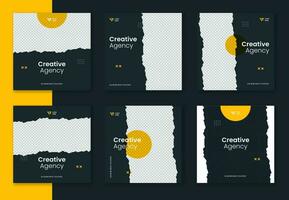 Creative corporate social media post template, unique shape and pattern business post design, colorful square online vector design