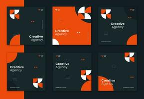 Creative corporate social media post template, unique shape and pattern business post design, colorful square online vector design