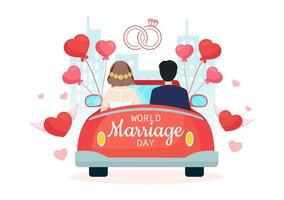 World Marriage Day Vector Illustration on February 12 with Ring of Love Symbol to Emphasize the Beauty and Loyalty of a Partner in Cartoon Background