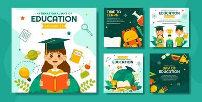 International Education Day Social Media Post Cartoon Templates Background Illustration vector