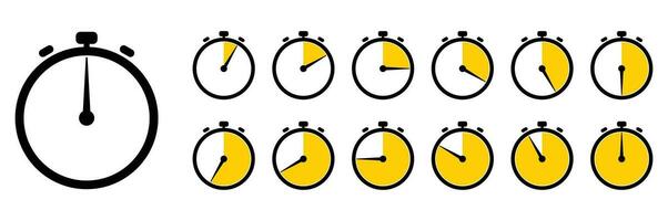 Analog Clock time Icon set white background. vector