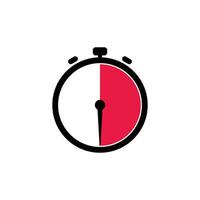 30 Minutes Analog Clock Icon white background. vector