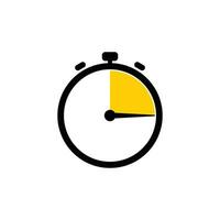 15 Minutes Analog Clock Icon white background. vector