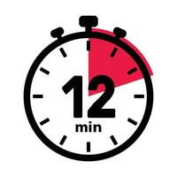 12 minutos término análogo reloj icono blanco antecedentes. vector