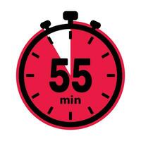 55 Minutes Analog Clock Icon white background. vector