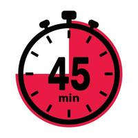 45 minutos término análogo reloj icono blanco antecedentes. vector