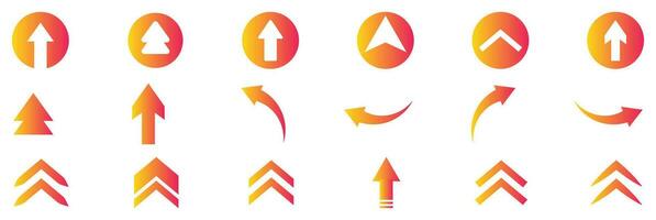 Up arrow all color set vector and background design.