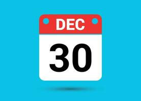 December 30 Calendar Date Flat Icon Day 30 Vector Illustration