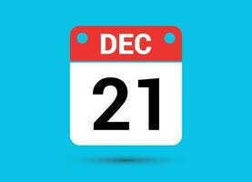 December 21 Calendar Date Flat Icon Day 21 Vector Illustration