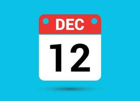 December 12 Calendar Date Flat Icon Day 12 Vector Illustration