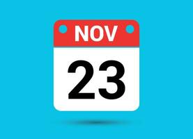 noviembre 23 calendario fecha plano icono día 23 vector ilustración