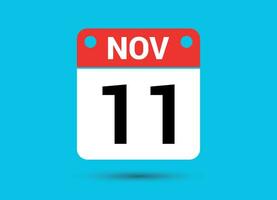 November 11 Calendar Date Flat Icon Day 11 Vector Illustration