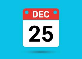 December 25 Calendar Date Flat Icon Day 25 Vector Illustration