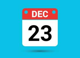 December 23 Calendar Date Flat Icon Day 23 Vector Illustration