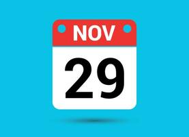 November 29 Calendar Date Flat Icon Day 29 Vector Illustration
