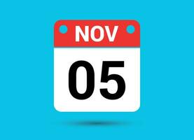 November 5 Calendar Date Flat Icon Day 5 Vector Illustration