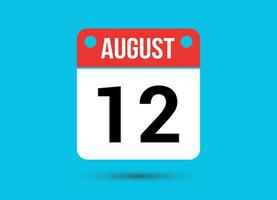 August 12 Calendar Date Flat Icon Day 12 Vector Illustration