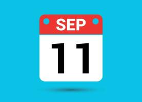 September 11 Calendar Date Flat Icon Day 11 Vector Illustration