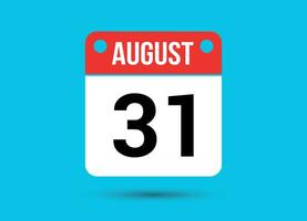 August 31 Calendar Date Flat Icon Day 31 Vector Illustration