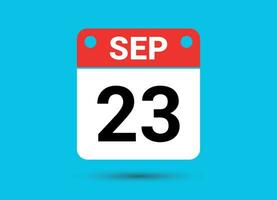 September 23 Calendar Date Flat Icon Day 23 Vector Illustration