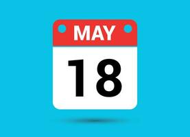 May 18 Calendar Date Flat Icon Day 18 Vector Illustration