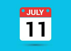 July 11 Calendar Date Flat Icon Day 11 Vector Illustration