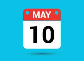 May 10 Calendar Date Flat Icon Day 10 Vector Illustration