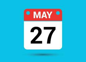 mayo 27 calendario fecha plano icono día 27 vector ilustración