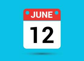 June 12 Calendar Date Flat Icon Day 12 Vector Illustration