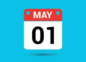 May 1 Calendar Date Flat Icon Day 1 Vector Illustration