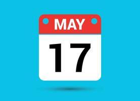 mayo 17 calendario fecha plano icono día 17 vector ilustración