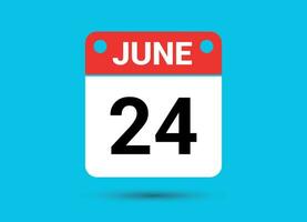 June 24 Calendar Date Flat Icon Day 24 Vector Illustration