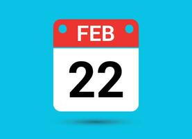 February 22 Calendar Date Flat Icon Day 22 Vector Illustration