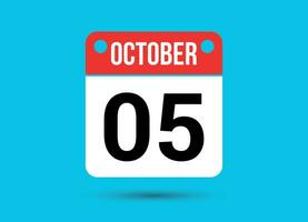 October 5 Calendar Date Flat Icon Day 5 Vector Illustration