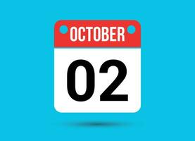 October 2 Calendar Date Flat Icon Day 2 Vector Illustration