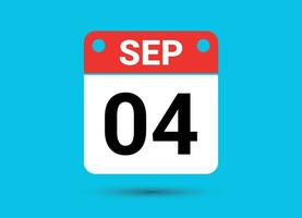 September 4 Calendar Date Flat Icon Day 4 Vector Illustration