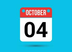 October 4 Calendar Date Flat Icon Day 4 Vector Illustration