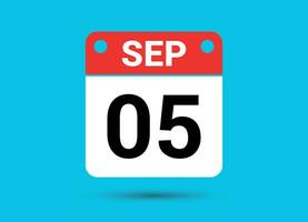 September 5 Calendar Date Flat Icon Day 5 Vector Illustration