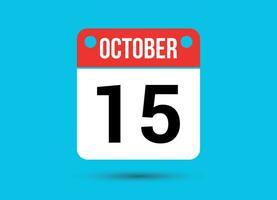 October 15 Calendar Date Flat Icon Day 15 Vector Illustration