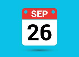 September 26 Calendar Date Flat Icon Day 26 Vector Illustration