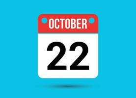 October 22 Calendar Date Flat Icon Day 22 Vector Illustration