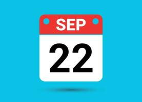September 22 Calendar Date Flat Icon Day 22 Vector Illustration