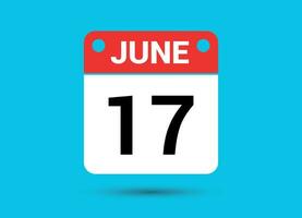 June 17 Calendar Date Flat Icon Day 17 Vector Illustration